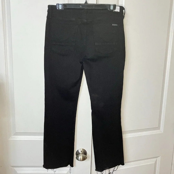 Hudson Black Mid Rise Cropped Mia 5 Pocket Flare Leg Jeans Womens 30" - Picture 3 of 6